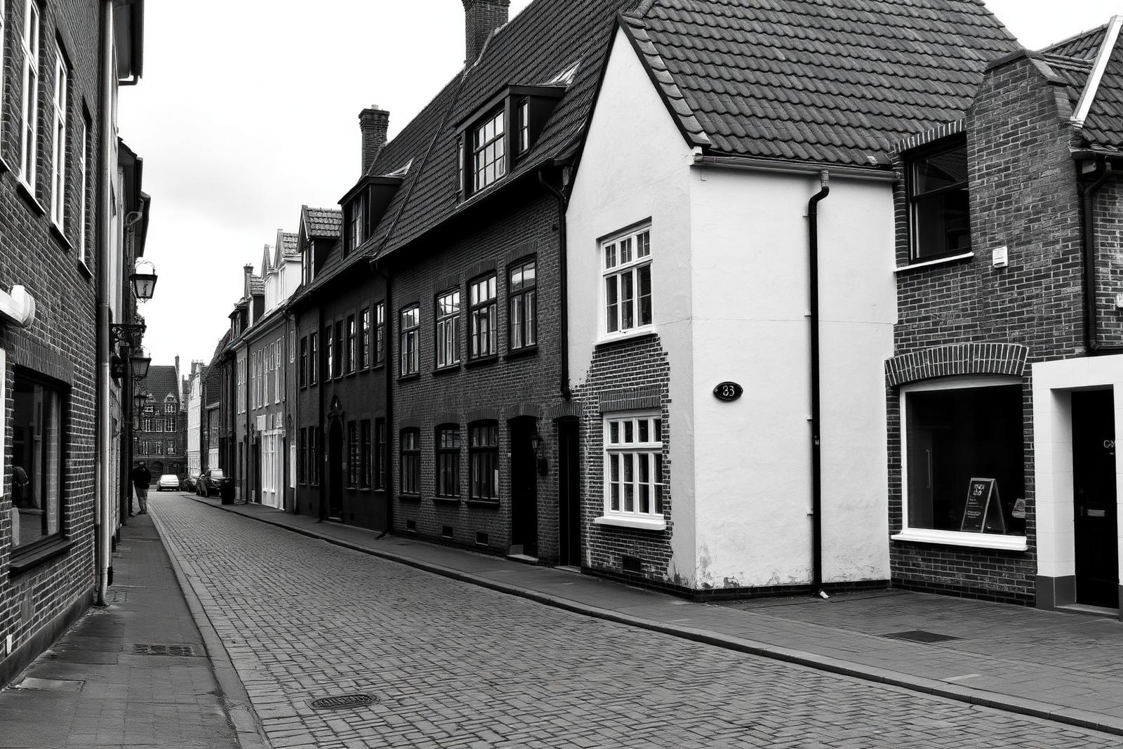 Skomagergade i Roskilde - historiske byhuse i tegl og puds, hvor Casa Concept har lavet facaderenovering